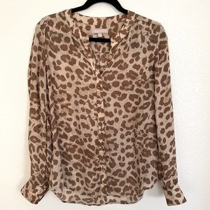 Banana Republic Leopard Button Up Blouse